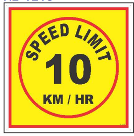 Yellow 10 km/hr Speed Limit Sign with red circular border by Safe Cure