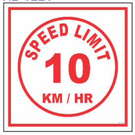 White 10 km/hr Speed Limit Sign with red text and circular border by Safe Cure