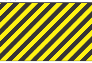 Black and yellow diagonal Hazard Stripe Sign by Safe Cure
