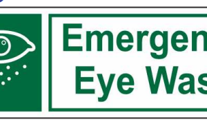Safe Cure Emergency Eye Wash Sign Board with eye-rinsing symbol