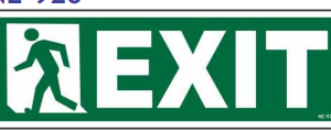 Green Exit sign with running-person pictogram on the left by Safe Cure