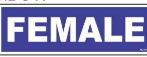 Female Washroom Sign Board by Safe Cure with white text on blue background