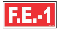 Red Fire Extinguisher FE-1 identification label by Safe Cure