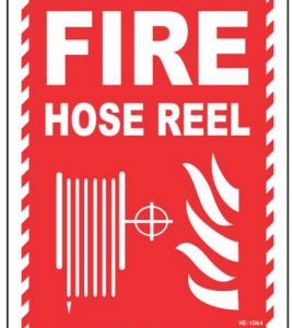 Fire Hose Reel Identification Sign with equipment symbols by Safe Cure