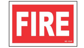 Red Fire Identification Sign with bold white text by Safe Cure