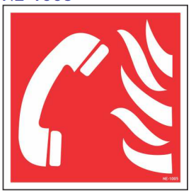 Red fire phone symbol sign with a white telephone-handset pictogram by Safe Cure
