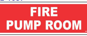 Red Fire Pump Room Sign with bold white text by Safe Cure