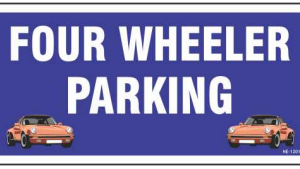 Blue Four Wheeler Parking Sign with car images by Safe Cure