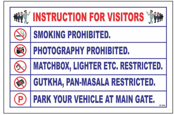 English Instruction for Visitors Sign with five site-entry rules by Safe Cure