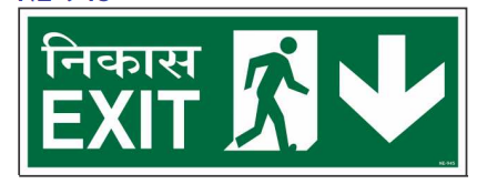 Safe Cure NE-945 Hindi English Exit down arrow sign 400 × 150 mm