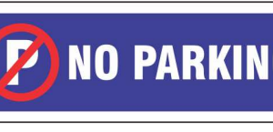 Blue No Parking Sign with red prohibition symbol by Safe Cure