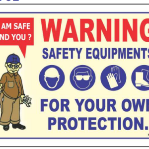 Safe Cure English Safety Equipment Warning Sign Board with PPE symbols