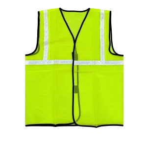 Safe Cure 65 GSM Fabric Safety Jacket with 1 Inch PVC Tape in Fluorescent Green