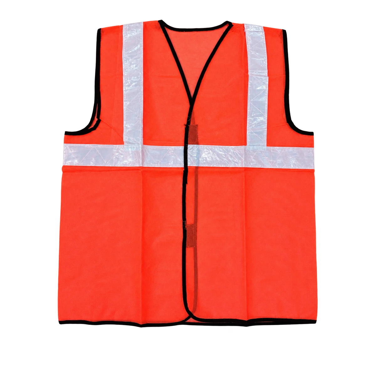 Safe Cure 65 GSM Fabric Safety Jacket with 2 Inch PVC Tape in Fluorescent Red